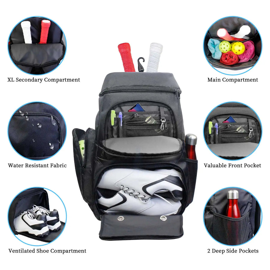 Pickleball Bag Backpack with Shoe Compartment