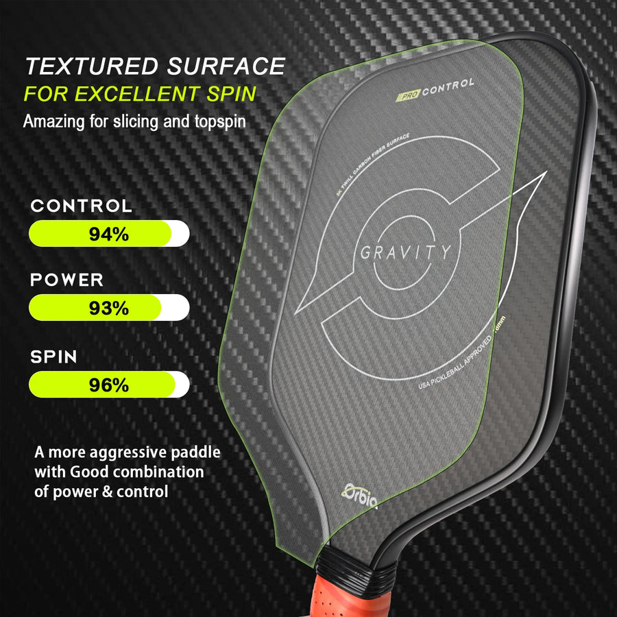 Obria Sports Pickleball Paddle With 3KTwilled Carbon Fiber Surface