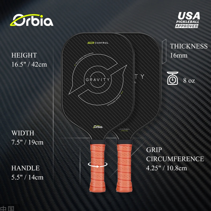 Obria Sports Pickleball Paddle With 3KTwilled Carbon Fiber Surface